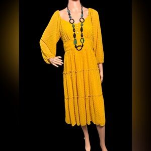 J. Crew Yellow Sundress with Bishop Sleeves and Square Neck